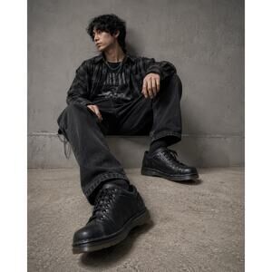 VTG Dr. Martens Men's Oxford Shoes US 12 Black AW004 Leather Lace Up Streetwear